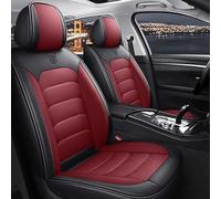 Générique Housse de Siège Voiture en Cuir PU pour Ford Puma, Housses de Siège Avant et Arrière pour 5 Places Respirantes et Résistantes, Accessoires Intérieur Voiture Compatible Airbags(Noir-Rouge)