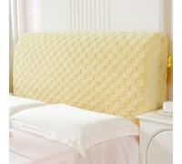 Générique Housse de Tête de Lit Élastique en Velours Jacquard Résistante aux Griffures Housse Lavable Épaisse Anti-Poussière Protecteur Décoratif pour Chambre à Coucher Jaune 200x70cm/79x27.5in