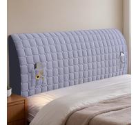 Générique Housse De Tête De Lit Rembourrée avec Poches De Rangement Design Enveloppant Protecteur King Queen Taille Lavable Durable Décoratif pour Chambre Hôtel,Gris,150cm