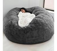 Générique Housse en Fausse Fourrure for Fauteuil Bean Bag Support DIY Luxueux Doux Ultra Moelleux Amovible Lavable Lounge Adulte Déco Maison Alternative Canapé(Gray,80x55cm)