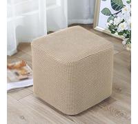 Générique Housse pour Pouf, Housse pour Tabouret, Housses pour Repose-Pieds Carrés, Housse Extensible, Housse de Protection Lavable Protection des Meubles de Salon,Marron,40x40x35cm