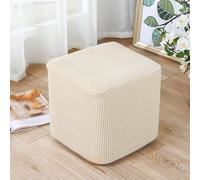 Générique Housse pour Pouf, Housse pour Tabouret, Housses pour Repose-Pieds Carrés, Housse Extensible, Housse de Protection Lavable Protection des Meubles de Salon,Blanc,45x45x35cm
