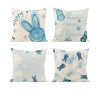 Générique Housses Coussin - Lot 4 Pâques | Taies Décoratives | Ensemble Motif Lapin | 45x45cm Coton Lin, Fermeture Éclair Cachée, Impression Recto Netтe