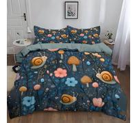 Générique Housses de Couette - 2 Pièces 90 x 190 cm et 1 taie d'oreiller 65 x 65 cm, Ensembles de Housses de Couette en Microfibre Douce, Fermeture éclair, Vert, Dessin Animé Plantes Escargot