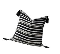 Générique Housses de Coussin en Peluche Chenille à Rayures et Pompons, Housses de Coussin bohémiennes pour l ' Espace à la Mode