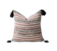 Générique Housses de Coussin en Peluche Chenille à Rayures et Pompons, Housses de Coussin bohémiennes pour l ' Espace à la Mode