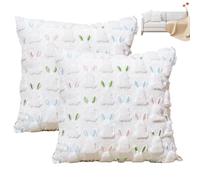 Générique Housses de de Pâques,45 Centimètres par 45 Centimètres De Coussin De Pâques Lapin,2 Pièces Housses Carrées pour Coussin | pour Canapé Lit Chambre Salon Jardin Fêtes