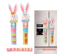 Générique Housses de Porte Réfrigérateur | Kit Réutilisable Et Lavable Lapin De Pâques | Housses De Poignée De Réfrigérateur Anti-Dérapantes,Pour Intérieur Chambre Salon Cuisine Appartement Fête De