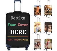Générique Housses de Valise Personnalisée avec Texte Photo,Double Face Design différent, Voyage élastique et Lavable, 18-32 Pouces,Cadeaux Personnalisés