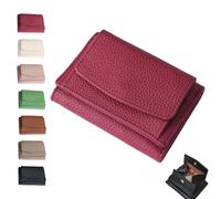 Générique Houtangduty Mini Wallet for Woman, 2025 New Genuine Leather RFID Blocking Card Holder Organizer Pocket Mini Wallet (Burgundy)