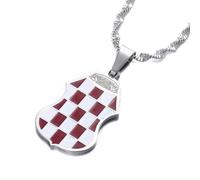 Générique Huangshan Croatia Flag Pendant Necklaces for Women Men，Croatian National Symbol Jewelry，with Croatia Badge ，Stainless Steel ，Ethnic Necklace (Model 4)