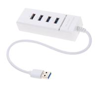 Générique Hub USB 30 à 4 Ports en Plastique Blanc Répartiteur USB 30 Compact et Portable Indicateur LED Adaptateur à Plusieurs Ports Haute Vitesse pour Ordinateur Portable et Bureau