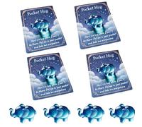 Générique Hug Card Resin Animal, Animal Pocket Hug Gifts, Cute Turtle Encouragement, Cute Emotional Support Turtle Elephant Penguin Frog Bear Encouragement Gift for Anxiety Stress Relief (4pcs-1)