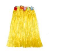 Générique Hula Grass Jupe Hawaiian Leis Dance Dress Set avec Fleur, Jupe Élastique Couleur Paille Dorée pour Hawaiian Aloha Beach Summer Party Supplies Déguisement