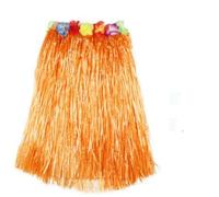 Générique Hula Grass Jupe Hawaiian Leis Dance Dress Set avec Fleur, Jupe Élastique Couleur Paille Dorée pour Hawaiian Aloha Beach Summer Party Supplies Déguisement