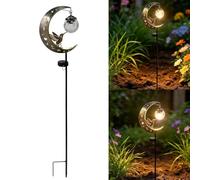 Générique Hummingbird Solar Lights for Garden - Moon Solar Stake Lights Outdoor with Crackle Glass Ball - Waterproof Metal LED Pathway Decor for Patio, Lawn & Yard Ornaments (1)