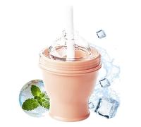 Générique Ice Ball Maker Cup - Spherical Chiller, Foldable Leakproof Bottle, Frost Flask | Ice Cup with Straw and Lid for Whiskey Coffee and Juice Drinks at Home Gym or During Outdoor Travel