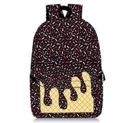 Générique Ice Cream Backpack Kawaii Shoulder Bagpacks Cute Large Capacity Daypack Lightweight Daily Use Travel Hiking Camping (Black)
