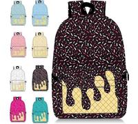 Générique Ice Cream Backpack,Large Capacity Lightweigh Laptop Shoulder Bag with Side Pockets,Kawaii Shoulder Bagpacks for Women Men Daily Use (Black)