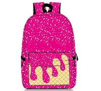 Générique Ice Cream Drip Backpack, Ice Cream Backpack Kawaii Shoulder Bag, for Women Men Daily Use Travel Hiking Camping (Rose Red)