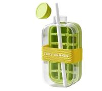 Générique Ice Cube Bottle, 2 en 1 Touch-Free Bouteille à Glaçons avec Couvercle et Compartiment, 800ml Bouteille à Eau Congélateur Moule à Glaçons Parfait pour Café, Jus et Boissons (Vert-800ml)