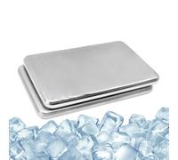 Générique Ice Packs For Cooler - 2 Piece Stainless Steel Reusable Trays
