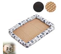 Générique Ice Rattan Cooling Bed for Cats, Pet Ice Pad Mat Pet Cooling Mat, Summer Cooling Pet Mat Ice Pad Sleeping Mats, Cool Pad Cushion Cat Puppy Blanket Pet Self Cooling Pad (A,60 * 70cm)