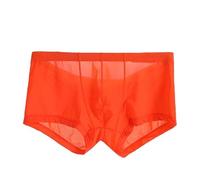 Générique Ice Silk Transparent sous-vêtements Basse Taille Mince Boxer Shorts Ultra-Thin Respirant Homme Bikini Sexy (Couleur Orange,L)