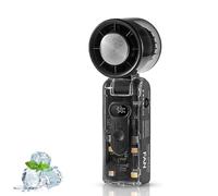 Générique Icerush Turbo - Handheld Fan with Instant Cooling Plate & LED Light, Ice Rush Mini Turbo Fan, with 5 Speeds, Foldable 3 in 1 Mini Fans (Black)