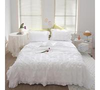 Générique ICY Seersucker Summer Cool Quilt Lace 4-Piece Set, 78.7 * 90.6 in Washable Cool Breathable Seersucker Bedding Set, with Blanket, Bed Sheet, 2PCS Pillowcase (White)