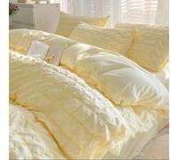 Générique ICY Seersucker Summer Cool Quilt Lace 4-Piece Set, Washable Lightweight and Breathable Bedding Set with Sheets & Pillowcase, ICY Cool Soft Queen Bedspreads with Shams (Yellow,S)