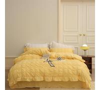 Générique ICY Seersucker Summer Cool Quilt Lace 4-Piece Set, with Sheets & Pillowcase, Washable, Cooling Comforter Soft Breathable, Soft & Breathable Summer Cooling Comforter (Bright Yellow)