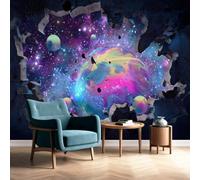 Générique Illusion d'optique Planète Papier Peint Panoramique Ciel étoilé Papier Peint Univers Ciel étoilé Intissé Salon Chambre Mural Décoration 250 x 175 cm
