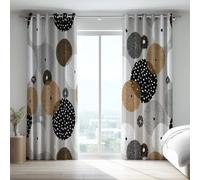 Générique Illustration Rideau Occultant Économie d'Énergie Beige Nature Paysage Architecture bloquant la Chaleur à œillets Microfibre pour Chambre d'enfant 132x214 CM (2 Panneaux)