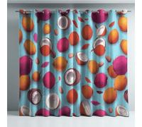 Générique Illustration Rideau Occultant Rideau Isolant Bleu Rouge Minimaliste Vif Noix de Coco bloquant la Chaleur à œillets Microfibre Idéal pour Chambre et Salon 135x245 CM (2 Panneaux)