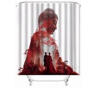 Générique Image du Bouddha 3D Rideau De Douche Anti Moisissure Imperméable Polyester Tissu Rideaux De Douche pour Baignoire Salle De Bain, avec 8 Crochets Rideau De Douche 120 X 180Cm