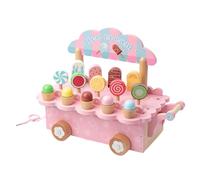 Générique Imaginative Wooden Cart - Pretend Ice Cream Playset for Kids | Wooden 32.3x25cm Size, Fun Shop Game, Boys Girls Age 3-6 Birthday Party Kitchen Grocery Picnic Restaurant Supermarket