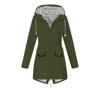 Générique Impermeable Femme Coupe Vent Manteau de Pluie avec Capuche Sport Zippé Chaude Parka Casual Outdoor Grande Taille Randonnée Veste Pas Cher Automne Adulte Jacket armée Verte XXL