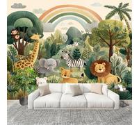 Générique Imperméable,Inodore intérieure Papier Peint 200x140 cm Animaux Amusants De La ForêT Amovible Fresque Murale décorer Papier Peint Photo Vert Pour Meuble Salon Salle Bain Chambre Armoire