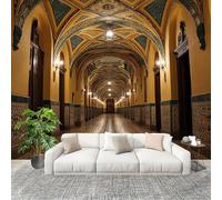 Générique Imperméable,Inodore intérieure Papier Peint 200x140 cm Luxe Architecture GéOméTrie Amovible Fresque Murale décorer Papier Peint Photo Brun Pour Meuble Salon Salle Bain Chambre Armoire