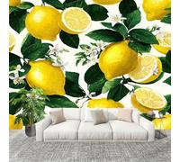 Générique Imperméable,Inodore intérieure Papier Peint 200x140 cm Style Campagnard Fruits Citron Amovible Fresque Murale décorer Papier Peint Photo Jaune Pour Meuble Salon Salle Bain Chambre Armoire