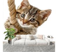 Générique Imperméable,Inodore intérieure Papier Peint 300x210 cm Chat Tigré Amovible Fresque Murale décorer Papier Peint Photo Blanc Pour Meuble Salon Salle Bain Chambre Armoire