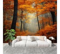 Générique Imperméable,Inodore intérieure Papier Peint 300x210 cm Sentier Jungleier D'Automne Amovible Fresque Murale décorer Papier Peint Photo Orange Pour Meuble Salon Salle Bain Chambre Armoire