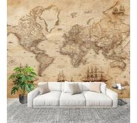 Générique Imperméable,Inodore intérieure Papier Peint 350x256 cm Carte Des Contours Des Navires Amovible Fresque Murale décorer Papier Peint Photo Brun Pour Meuble Salon Salle Bain Chambre Armoire