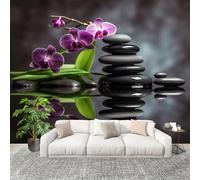 Générique Imperméable,Inodore intérieure Papier Peint 350x256 cm PierresFleursReflets Amovible Fresque Murale décorer Papier Peint Photo Noir Pour Meuble Salon Salle Bain Chambre Armoire