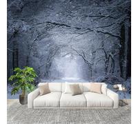 Générique Imperméable,Inodore intérieure Papier Peint 350x256 cm ScèNe De Neige En ForêT Amovible Fresque Murale décorer Papier Peint Photo Bleu Pour Meuble Salon Salle Bain Chambre Armoire