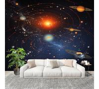 Générique Imperméable,Inodore intérieure Papier Peint 350x256 cm Univers Soleil PlanèTes Amovible Fresque Murale décorer Papier Peint Photo Bleu Pour Meuble Salon Salle Bain Chambre Armoire