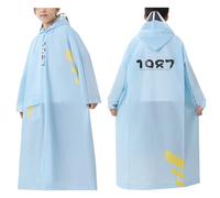 Générique Imperméable pour Enfants Sac À Dos Caché Combinaison De Pluie Longue Grande Poncho D'École pour Enfants (Light Blue 12-14 Years)