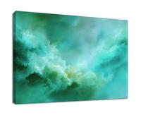 Générique Impression Sur Toile Abstrait Moderne Affiche Peinture, Tableau Decoration Murale avec Vert Brume Texture, pour Chambre, Salon, Cuisine Intérieure Décor 120 x 80 cm
