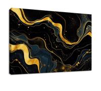 Générique Impression sur Toile Abstrait Moderne Tableau Decoration Murale, Peinture 140 x 70 cm Noir Luxe Vagues Texture - Affiches Art pour Salon, Chambre, Cuisine, Bureau